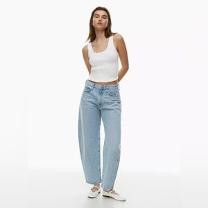 AGOLDE Balloon Jeans - High Rise Tapered Wide Leg Medium Wash Blue Denim Jeans